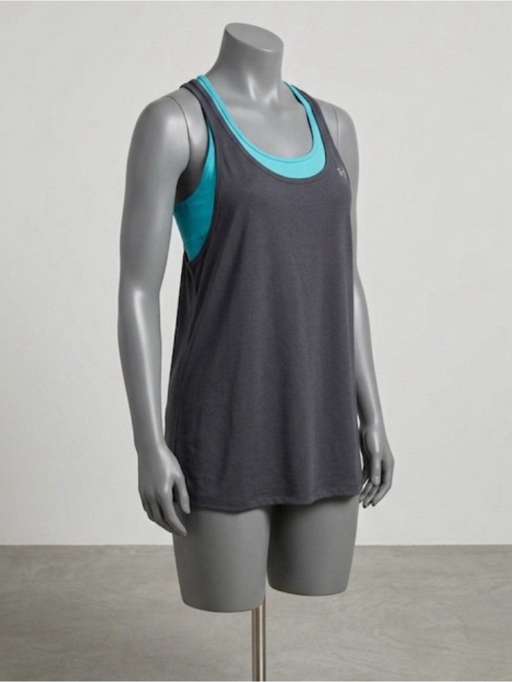 Under Armour Black Tank with Teal Racerback Layer
